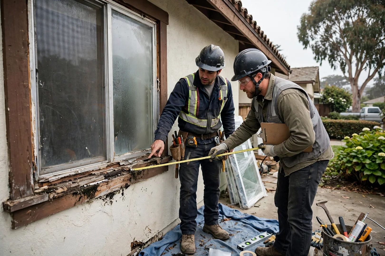 Fogged dual pane window showing failed seal on a Burlingame home